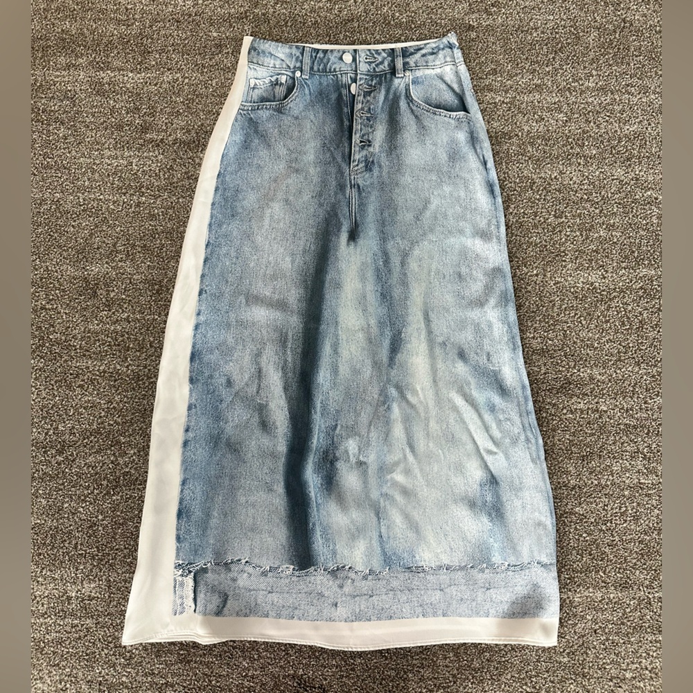 Zara Denim look midi silk Skirt